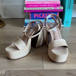 STEVEN by Steve Madden Raffia Platform Heeled Sandals (NEVER WORN)